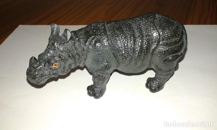 Figure di Gomma e PVC: RINOCERONTE DE PVC MADE IN SPAIN A&Ntilde;OS 90 DE LA MARCA MINILAND SERIE ANIMALES SALVAJES