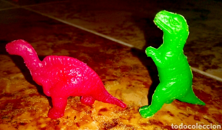 Gummi- und PVC-Figuren: Lote 2 peque&ntilde;os dinosaurios a&ntilde;os 90