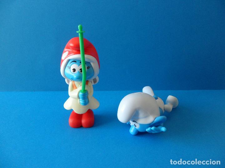 Figuras de Goma y PVC: Lote de pitufos de gran ta&ntilde;ano Burger KIng - Peyo 2016 - Smurfs
