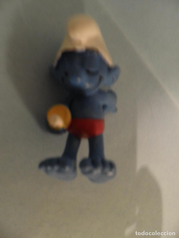 Figuras de goma y PVC: PITUFO CON BIBERON A&Ntilde;OS 80 - Foto 2