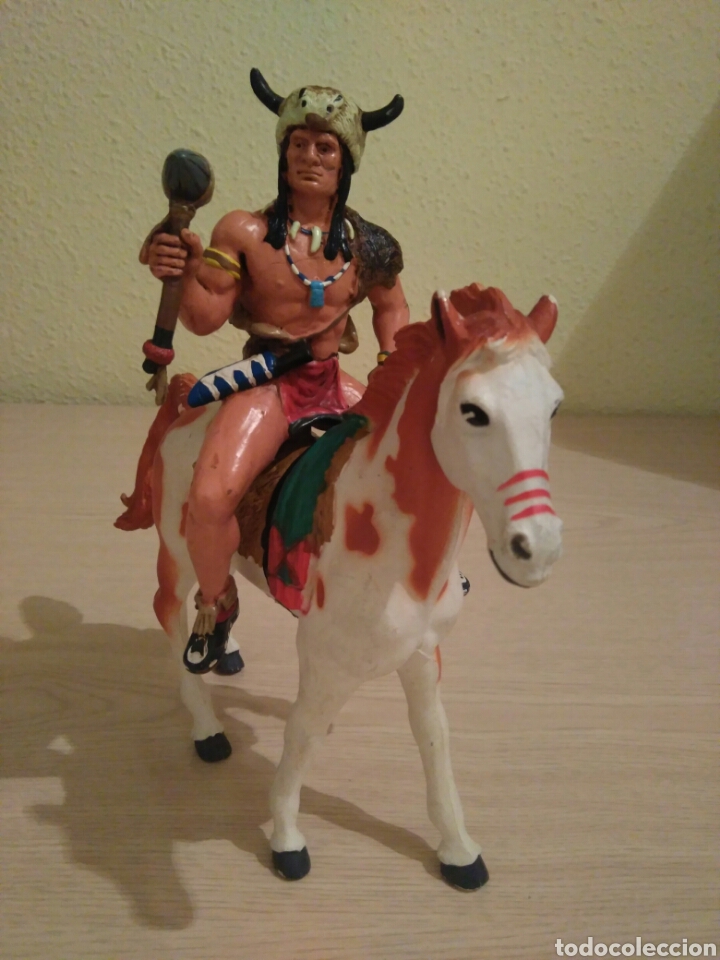 Figuras de goma y PVC: INDIO A CABALLO COMANSI DE GOMA. - Foto 1