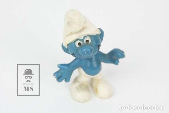 Figuras de Goma y PVC: Figurita de Goma - Pitufo Sonrriente - Eura Spain - A&ntilde;os 80