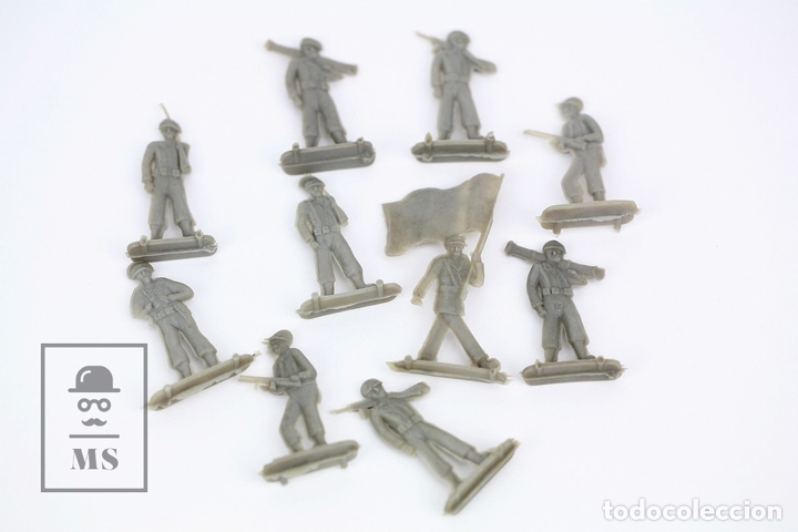 Figurines en Caoutchouc et PVC: Conjunto De 10 Figuras De Pl&aacute;stico - Soldados - Medidas 6,5 cm