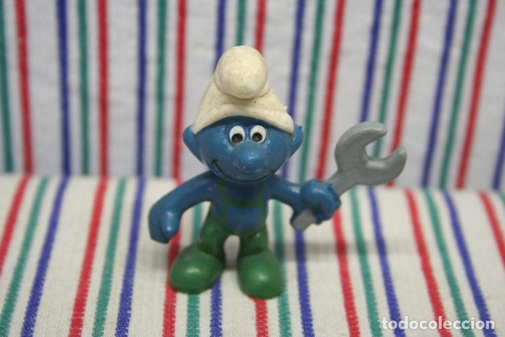Figuras de goma y PVC: PITUFO MECANICO DE SCHLEICH - Foto 1