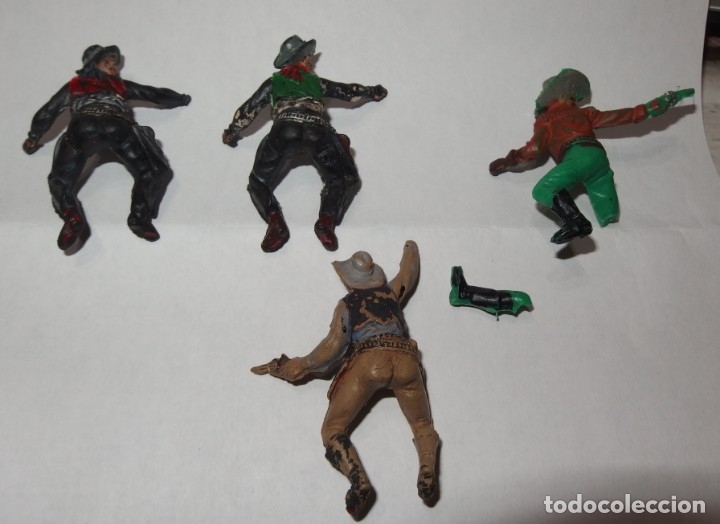 Figuras de goma y PVC: 4 VAQUEROS DE PECH,A&Ntilde;OS 60,DEFECTUOSOS - Foto 4