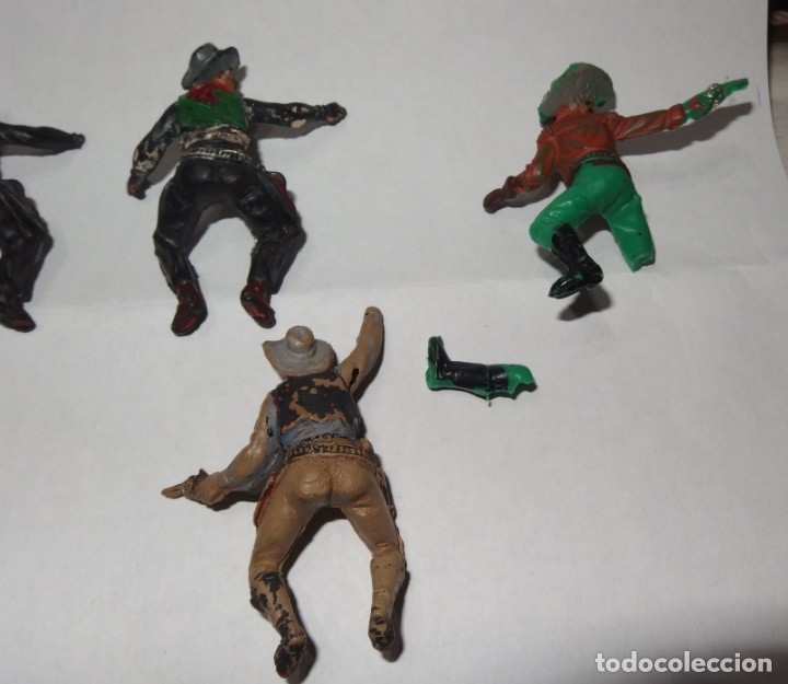 Figuras de goma y PVC: 4 VAQUEROS DE PECH,A&Ntilde;OS 60,DEFECTUOSOS - Foto 5