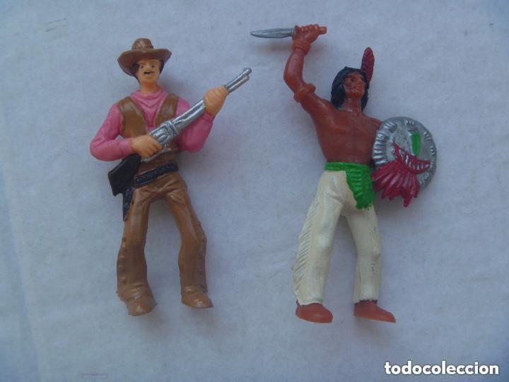 Figuras de goma y PVC: LOTE DE 2 FIGURAS DEL OESTE DE COMANSI : INDIO Y COMBOY - Foto 1