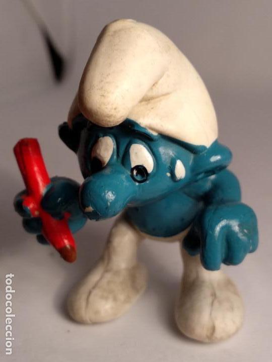 Figuras de goma y PVC: pitufos pitufo lapiz 1981 schleich - Foto 1