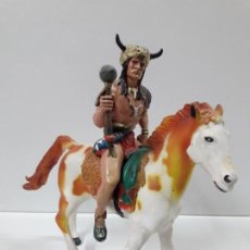 Figuras de Goma y PVC: JEFE INDIO CRACY HORSE A CABALLO . REALIZADO POR COMANSI . HEROES OF THE WEST