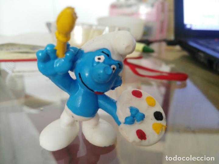 Figuras de Goma y PVC: Pitufo pintor sin marca