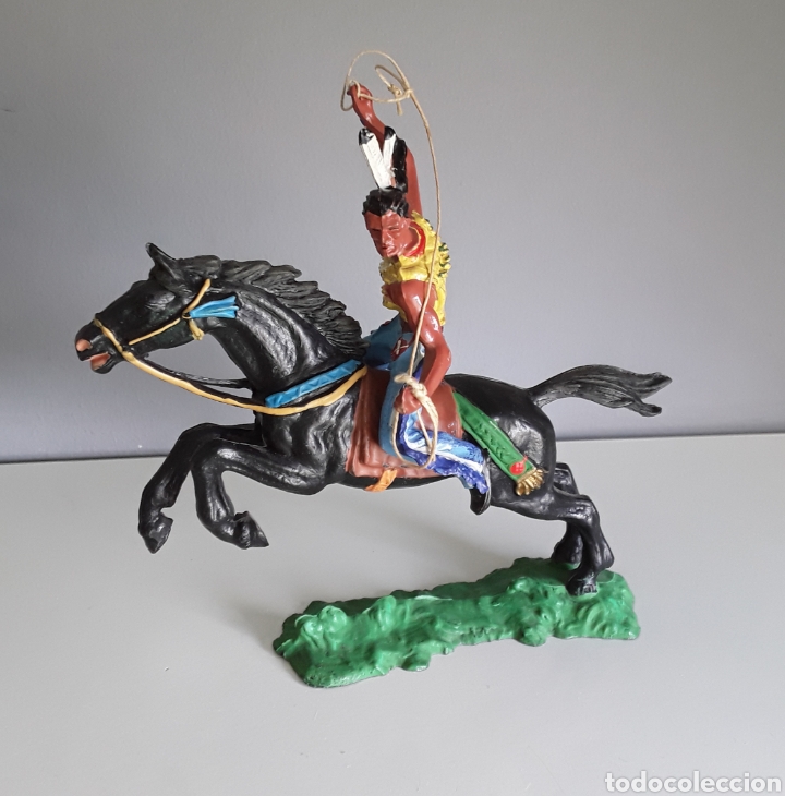 Figuras de goma y PVC: Indio a caballo , Elastolin 7 cms , del oeste, vaqueros, s&eacute;ptimo caballeria, comp. Reamsa - Foto 4