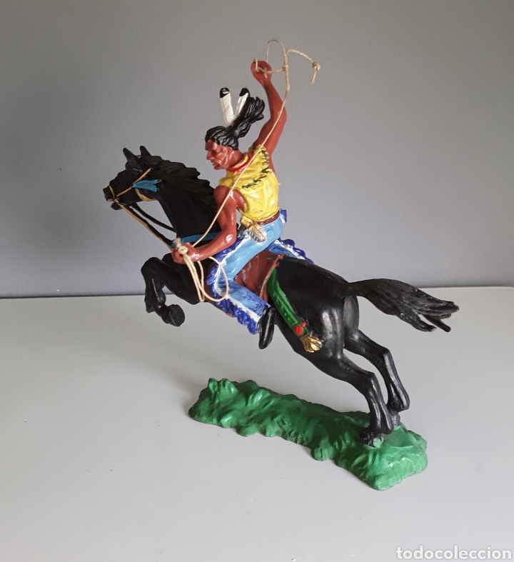 Figuras de goma y PVC: Indio a caballo , Elastolin 7 cms , del oeste, vaqueros, s&eacute;ptimo caballeria, comp. Reamsa - Foto 5