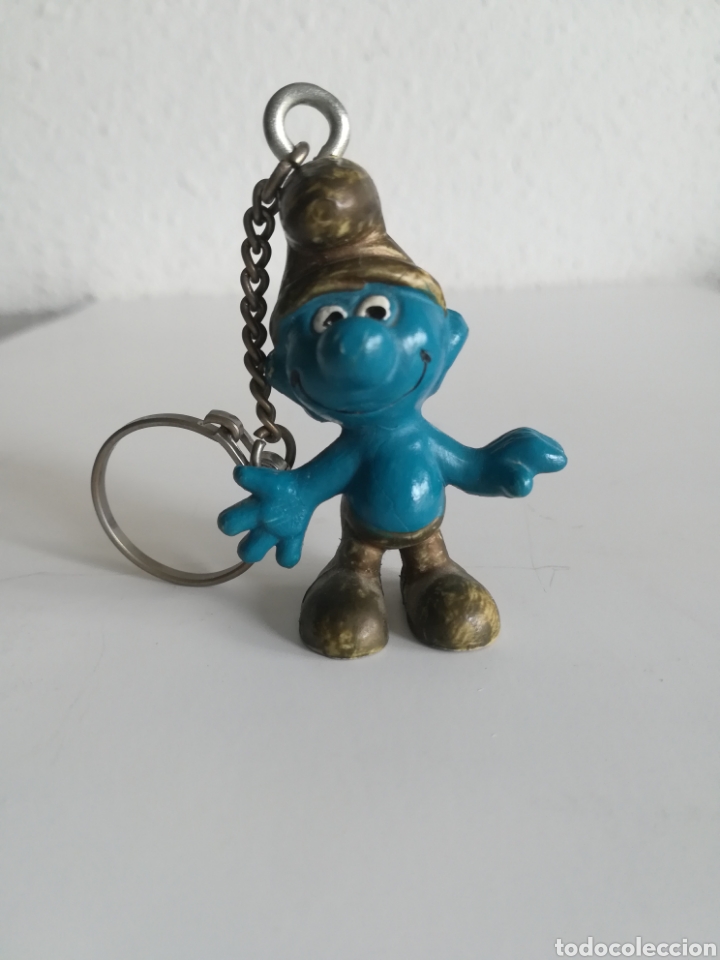 Figuras de Goma y PVC: Llavero pitufo dorado - Eura - smurf barrufet
