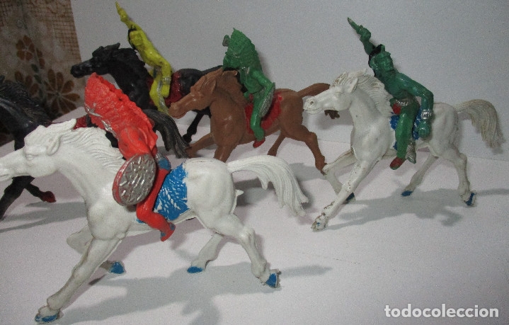 Figuras de goma y PVC: Lote figuras de pl&aacute;stico, indios a caballo, LAFREDO?? - Foto 4