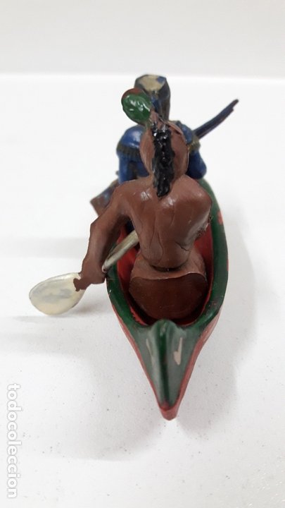 Figuras de Goma y PVC: CANOA INDIA CON REMERO Y EXPLORADOR . REALIZADA POR GAMA . AÑOS 50 EN GOMA - Foto 8 - 172874535