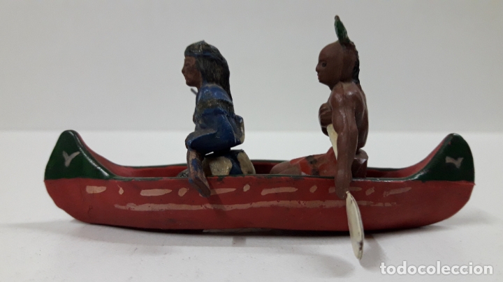 Figuras de Goma y PVC: CANOA INDIA CON REMERO Y EXPLORADOR . REALIZADA POR GAMA . AÑOS 50 EN GOMA - Foto 9 - 172874535