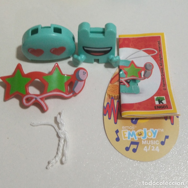 Kinder Figures: 4 kinder emojoy emoji 2019 en 601 mu&ntilde;eco emoticono musica verano joy guitarra