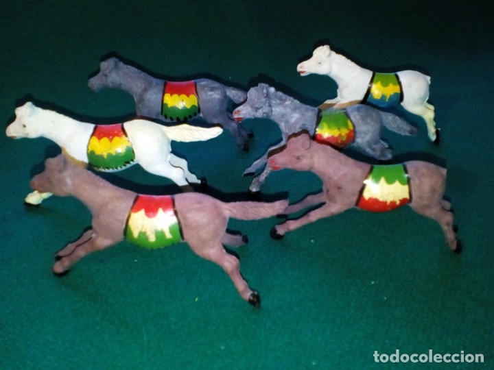 Figuras de goma y PVC: 6 CABALLOS INDIOS DE REAMSA - Foto 1