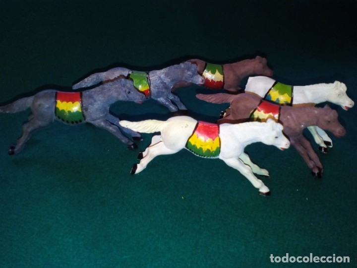 Figuras de goma y PVC: 6 CABALLOS INDIOS DE REAMSA - Foto 2