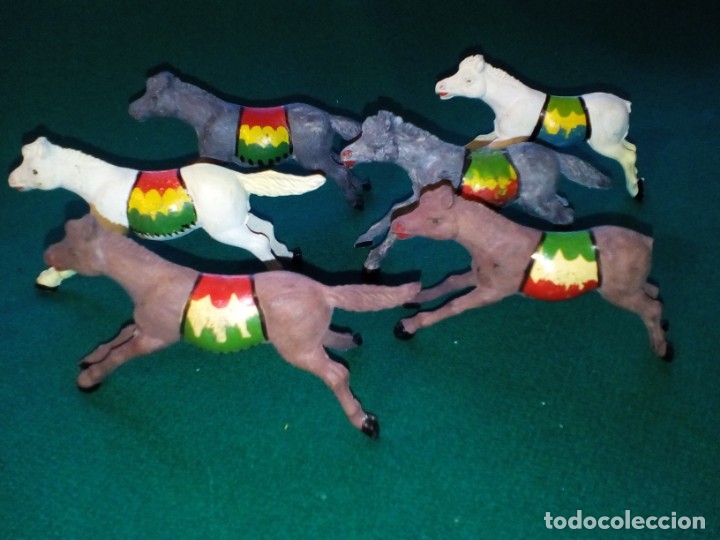 Figuras de goma y PVC: 6 CABALLOS INDIOS DE REAMSA - Foto 4