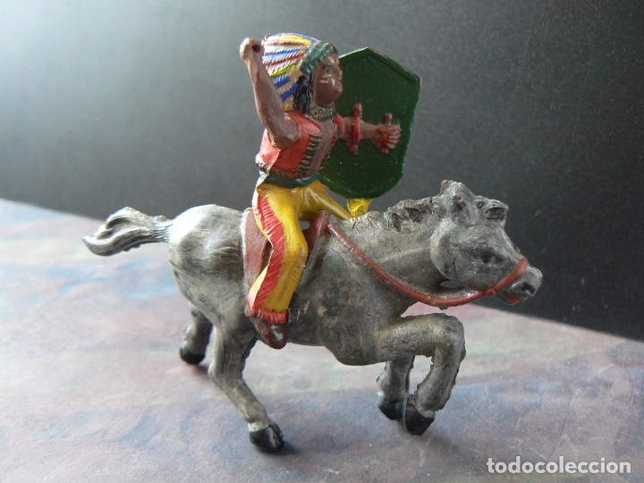 Figuras de goma y PVC: PECH - JINETE INDIO A CABALLO - Foto 1
