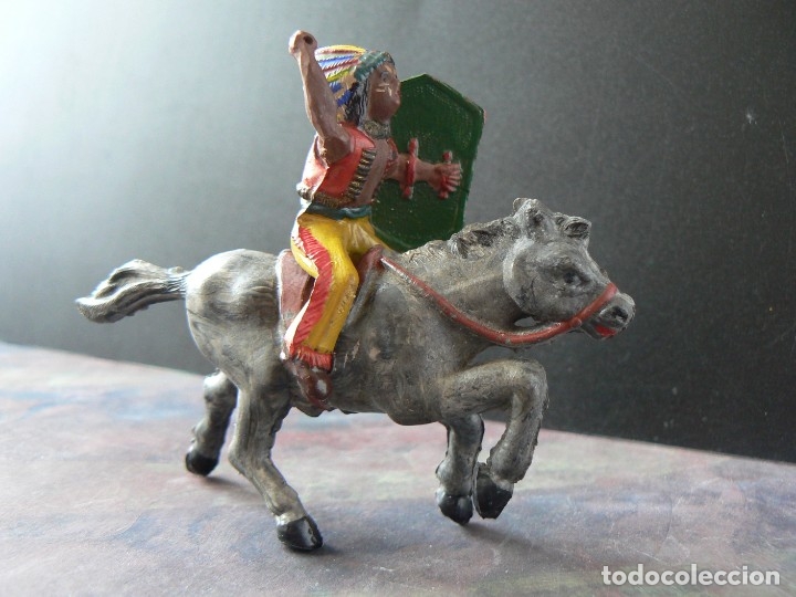 Figuras de goma y PVC: PECH - JINETE INDIO A CABALLO - Foto 3