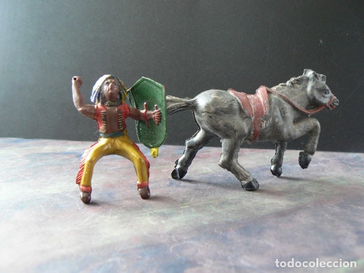 Figuras de goma y PVC: PECH - JINETE INDIO A CABALLO - Foto 10