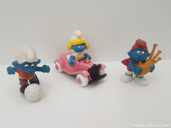 Figuras de Goma y PVC: Lote 3 Pitufos. Original marca Peyo - Guisval. A&ntilde;os 70/80