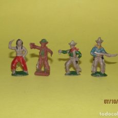 Figuras de Goma y PVC: ANTIGUOS VAQUEROS E INDIO EN GOMA DE LAFREDO - REAMSA, PECH , JECSAN. Lote 178776832