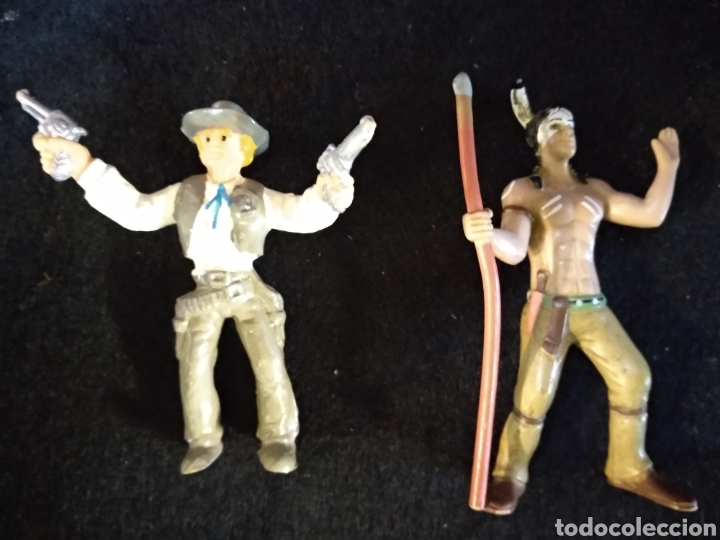 Figuras de goma y PVC: 2 figuras indio y vaquero, comansi - Foto 2