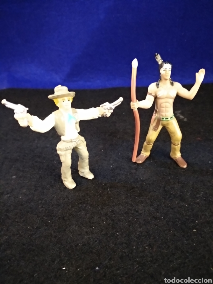 Figuras de goma y PVC: 2 figuras indio y vaquero, comansi - Foto 1