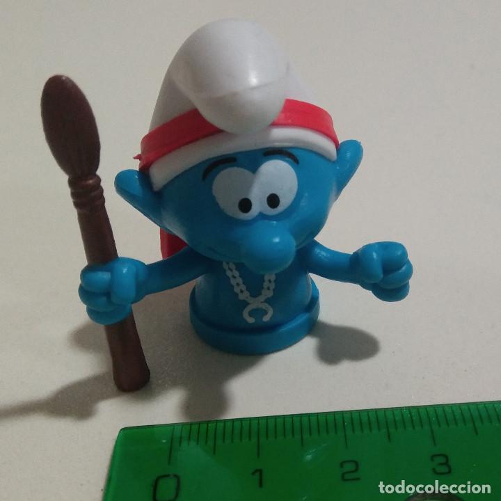 Figuras de Goma y PVC: figura pitufo indio mu&ntilde;eco pvc peyo smurf pitufos lanza dairy 4 fun