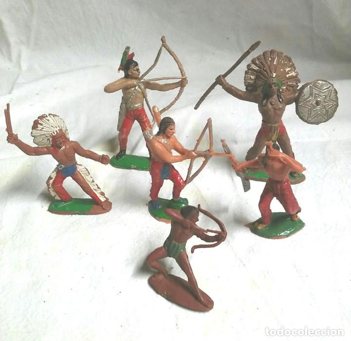 Figuras de goma y PVC: Lote 6 figuras Indios Comansi, reamsa - Foto 1