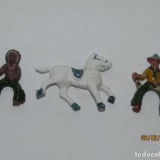 Figuras de Goma y PVC: ANTIGUO COW BOY INDIO Y CABALLO EN GOMA PINTADA DE LAFREDO LAFREDIN - REAMSA JECSAN PECH