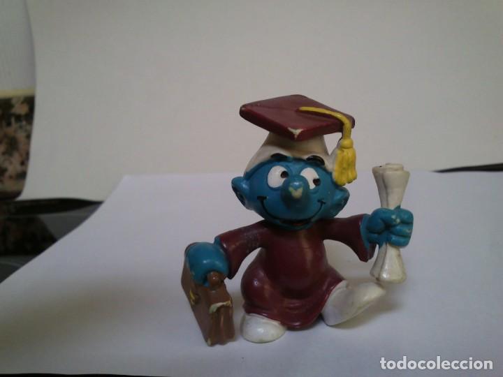 Figurines en Caoutchouc et PVC: PITUFO ESTUDIANTE GRADUADO PITUFO DE GOMA A&Ntilde;OS 80/90