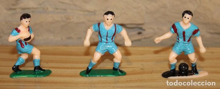 Figuras de Goma y PVC: LOTE DE 3 FIGURAS DE CELULOIDE JUGADORES FC BARCELONA - ORIGINAL A&Ntilde;OS 50 - PECH, JECSAN... - 5cm