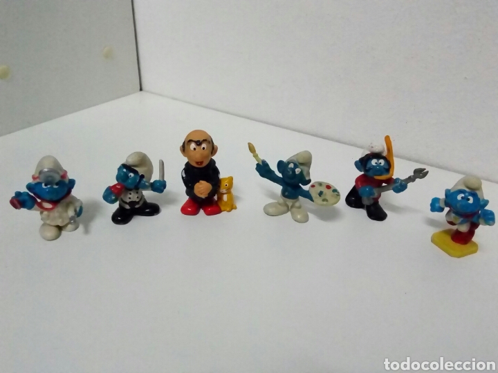 Figuras de goma y PVC: 5 pitufos + gargamel comics spain - Foto 2