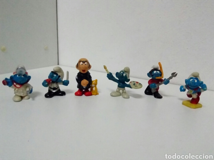 Figuras de goma y PVC: 5 pitufos + gargamel comics spain - Foto 1