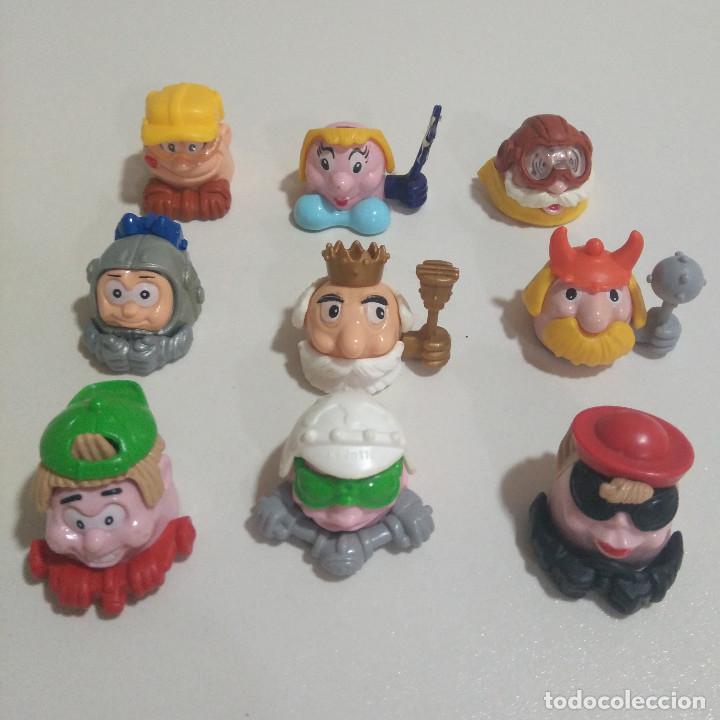 Figuras de Borracha e PVC: KINDER CABEZONES MU&Ntilde;ECOS RUEDAS HEAD POLICIA PRINCESA ASTRONAUTA