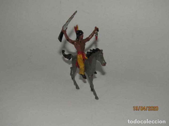 Figuras de goma y PVC: Antiguo Indio a Caballo en Pl&aacute;stico Pintado de COMANSI - Foto 4