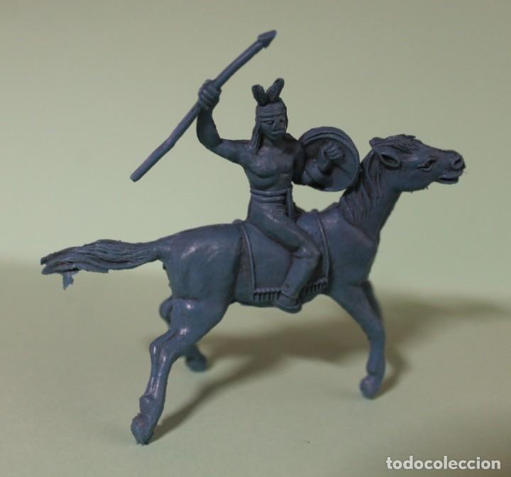 Figuras de goma y PVC: FIGURA DEL OESTE INDIO A CABALLO. A&Ntilde;OS 60. ORIGINAL SIN PINTURA. LEER DESCRIPCION Y VER MEDIDAS.