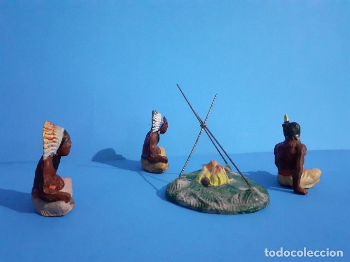 Figuras de goma y PVC: Lote indios y hoguera masa lineol elastolin. - Foto 4