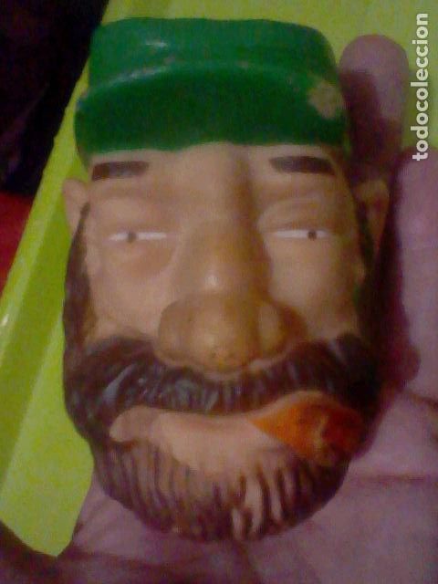 Figuras de Goma y PVC: FIDEL CASTRO CABEZA GOMA VINTAGE 9 CMS ALTO ALGVN DESPERFECTO LEER DESCRIPCION