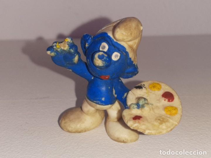 Figuras de Goma y PVC: ANTIGUA FIGURA DE GOMA DE LOS PITUFOS - SMURFS - PITUFO PINTOR A&Ntilde;OS 80