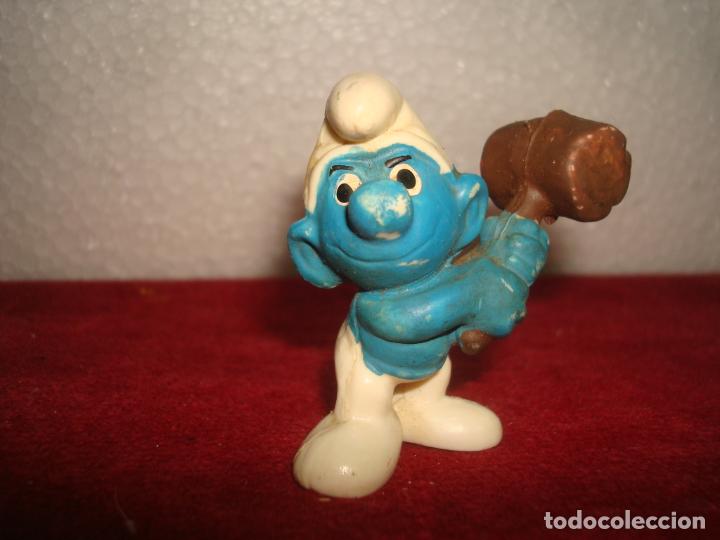 Figuras de Goma y PVC: pitufo con mazo 5 cm sin marca