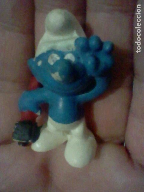 Figuras de Goma y PVC: PITUFO SMURFS MARTILLO OBRERO FIGURA GOMA MUY DIFICIL 5 CMS ALTO JUGADO