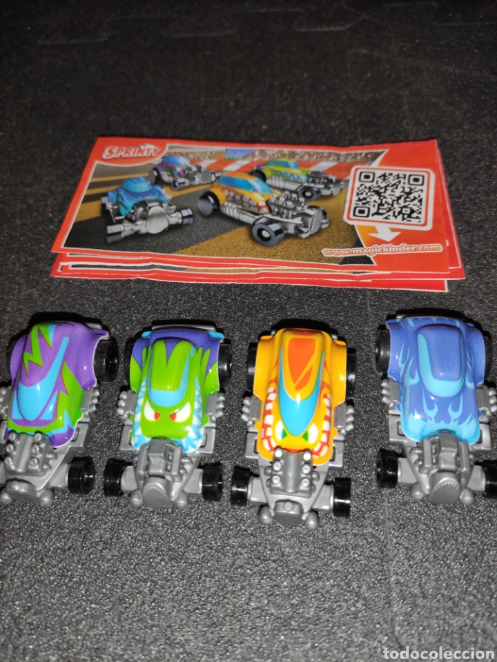 Figuras de Goma Kinder: kINDER FERRERO 131 serie sprinty coches pulga motores calientes 2 2014 completa 4 fig + 4 bpz