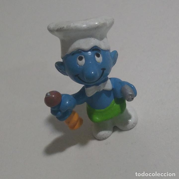 Figuras de Borracha e PVC: figura pitufo kinder mu&ntilde;eco cocinero chef miniatura smurfs peyo figurita