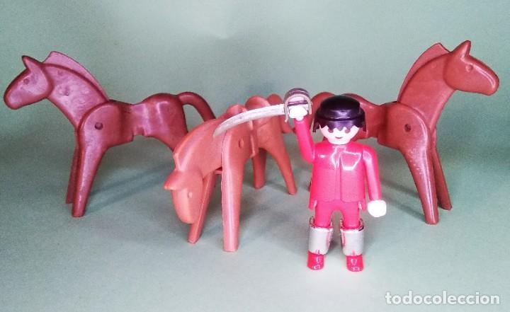 Figuras de Goma y PVC: CABALLOS Y JINETE PLAYMOVIL .4 UNIDADES - A&Ntilde;OS 70