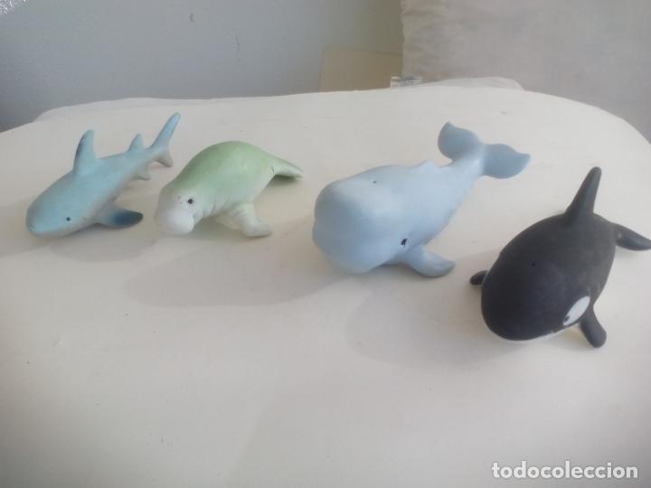 Rubber and PVC Figures: LOTE DE 4 FIGURAS DE GOMA, MU&Ntilde;ECOS, MANATI, BALLENA, ORCA Y TIBURON.